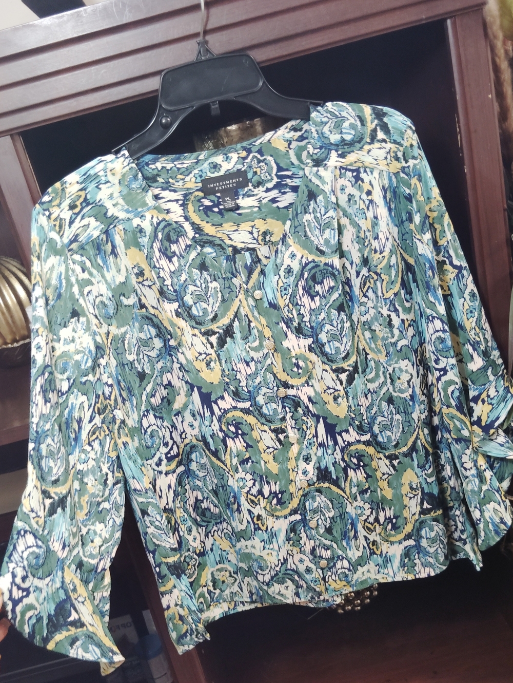 Investments Multicolor Paisley Print Blouse - Green, Blue, Yellow